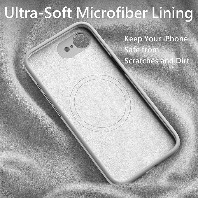 FireNova Magnetic for iPhone 17e Case/iPhone 16e Case, Compatible with MagSafe, [Silicone Camera Protection] Microfiber Lining Phone Case, 6.1", White