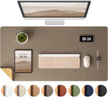 Aothia Dual-Sided Desk Pad - Leather Desk Mat, Natural Cork Desk Pad Protector, Large Mouse Pad for Desk, Waterproof Desk Blotter Pad, Desk Writing Pad for Office Work/Home, Coffee (37.8"x17")