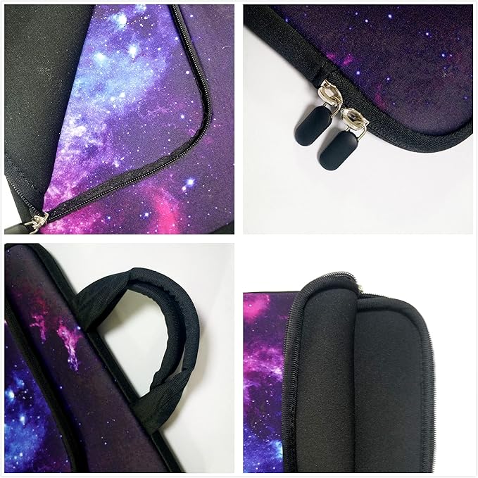 11 11.6 12 12.1 12.5 inches Laptop Sleeve Chromebook Case Ultrabook Case Notebook Sleeve PC Messenger Bag Tablet Case Neoprene Handle Sleeve for Men Women, Two Pockets(Purple Galaxy 1)