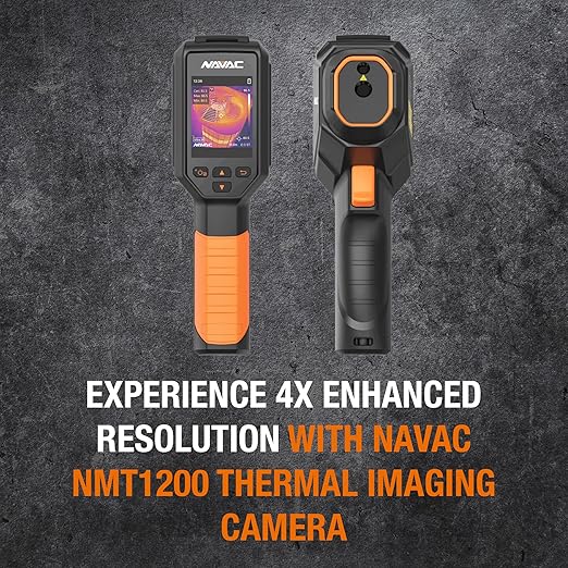 NAVAC NMT1200 Thermal Imaging Camera - Ultra IR Technology & Thermal Detector - Reduced Noise - Accurate Imaging - 25Hz Refresh - Up to 8-Hour Battery Life -Multiple Color Presets for HVAC Technicians