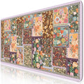 iCasso Floral Desk Pad Mat, Large Mouse Pad, Desk Matt for Desktop, Anti-Slip XXL Big Mousepad with Stitched Edges for Computer Keyboard (Brown)