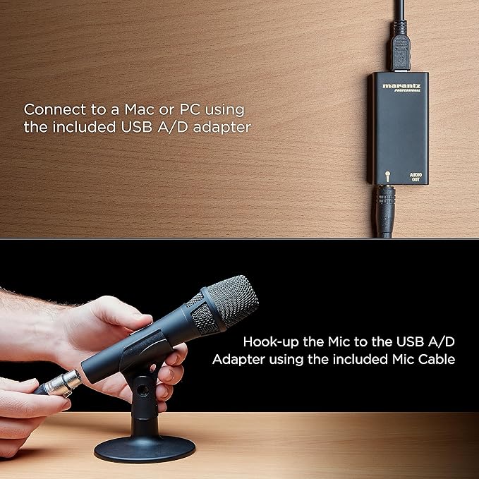 Marantz Professional Marantz Pro M4U – USB Condenser Microphone With Audio Interface, Mic Cable and Desk Stand – For Podcast Projects, Streaming and Recording Instruments