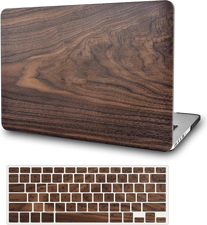 KECC Compatible with MacBook Pro 13 inch Case 2020-2025, 2016-2019 Release M2 M1 A2338 A2289 A2251 A2159 A1989 A1706 A1708 Plastic Hard Shell + Keyboard Cover, Walnut Wood