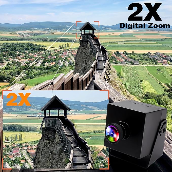 ELP 4K HDMI USB Camera Wide Angle PC Camera for Computer Monitor Simultaneously Output Mini UVC USB2.0 Webcam 2X Digital Zoom H.264 8mp USB Security Camera (120degree no Distortion Lens)
