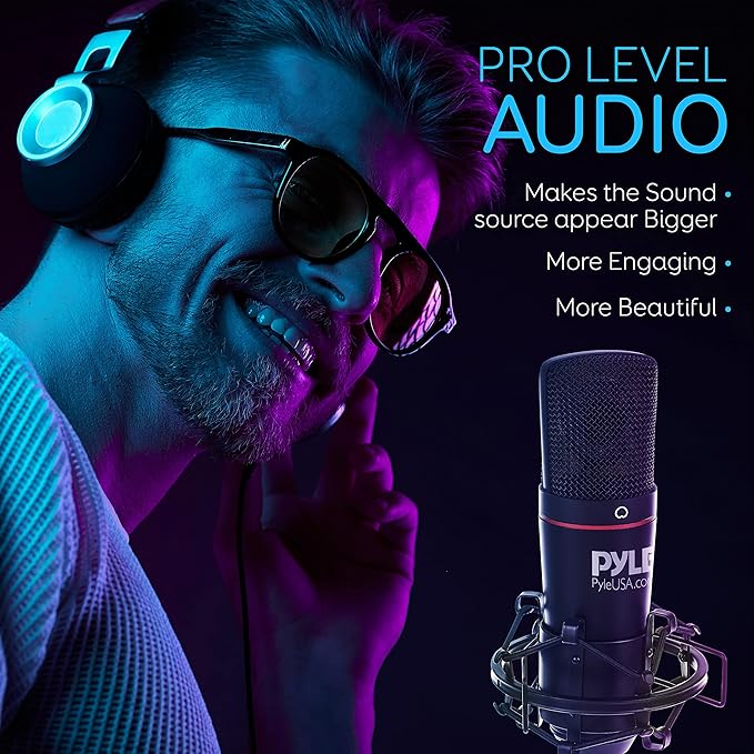JOVIAL Large Diaphragm Cardioid Condenser XLR Microphone Kit - Big Capsule 34mm Pro Audio Mic - Audio Cardioid Condenser Studio Mic, Shock Mount, Travel Case, for Fat Vocals and Instrumentals