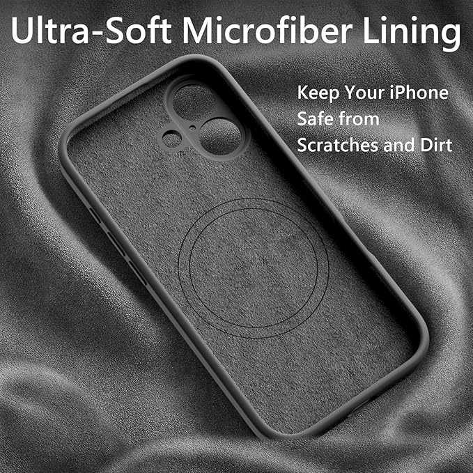 FireNova Magnetic for iPhone 17 Case, Compatible with MagSafe, [Integrated Silicone Camera Control Button] [Camera Protection] Anti-Scratch Microfiber Lining Phone Case, 6.3", Space Gray