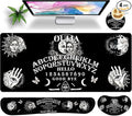 Large Gaming Mouse Pad Set 35.4 x 15.7 with Keyboard Wrist Rest, Wrist Support, and Coaster Memory Foam Smooth Desk Pad Mousepad for Home Office School - Ouija Board