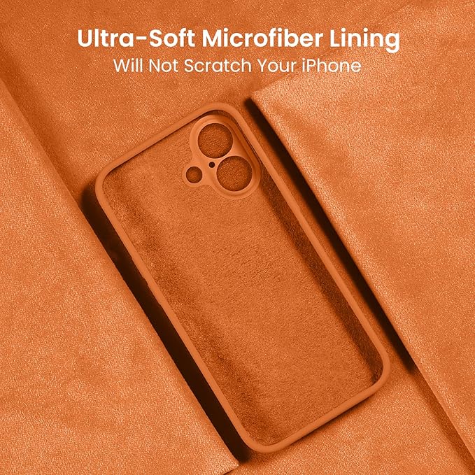 FireNova Designed for iPhone 16 Case, Silicone Upgraded [Camera Protection] Phone Case, Soft Anti-Scratch Microfiber Lining Inside, 6.1 inch, Kumquat
