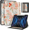 Uppuppy for iPad Air 13 Inch Case M3 2025/M2 2024, for iPad Pro 12.9 Case 6th/5th/4th/3rd Gen - Women Girls Cute Embroidered Folio Stand Cover with Pencil Holder & Card Slot Design Girly Floral Flower