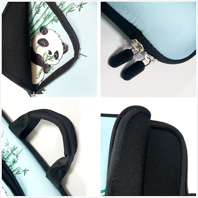 14 15 15.4 15.6 inch Laptop Handle Bag Computer Protect Case Holder Notebook Sleeve Neoprene Cover Soft Carrying Case with Extra Pockets for Dell Lenovo Toshiba HP Chromebook ASUS Acer(Cute Panda)