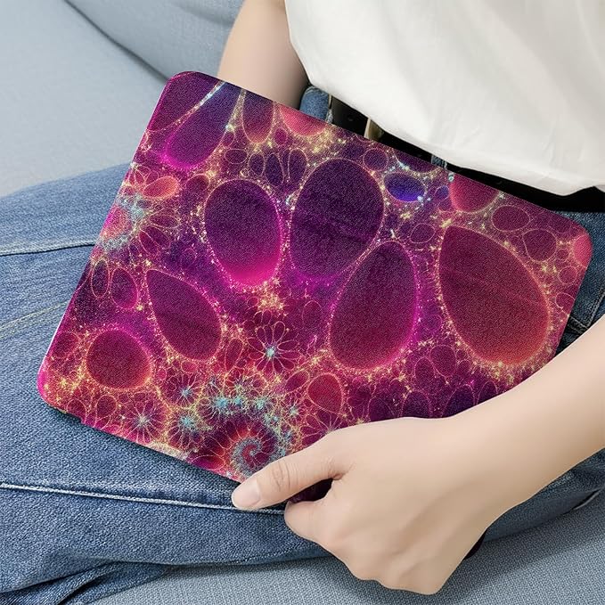 MrARTIST for iPad Air 11 Inch Case M3/M2 - Air 5th/4th Generation 10.9" Cute Women Girls Girly Kawaii Aesthetic Kawaii Design for Apple Air Tablet Cover with Pencil Holder, Purple Flower