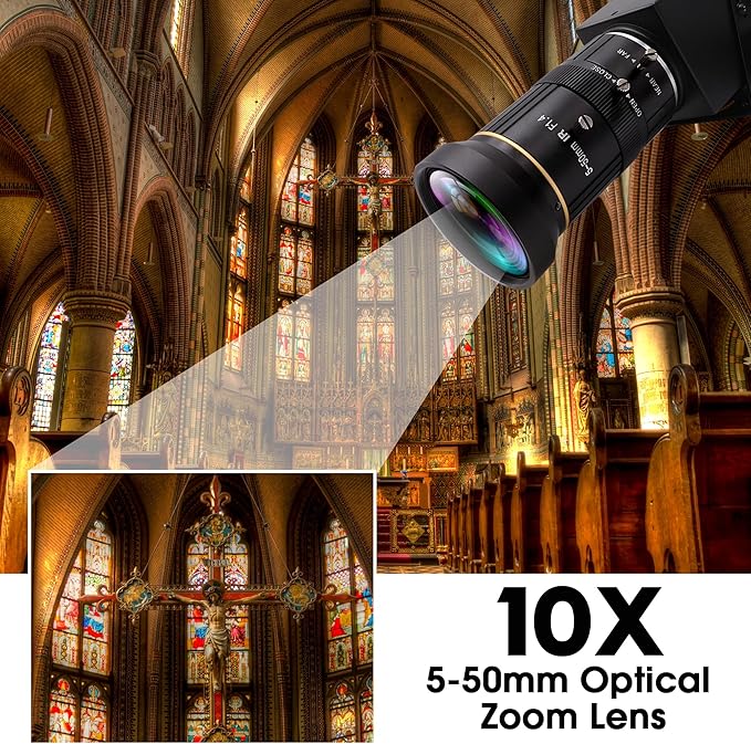 HDMI 4K USB Camera for Live Streaming 10X Variable Focus PC Webcam USB HDMI Simultaneous Output Video Conferencing Close up Zoom in and Out Web Camera for Online Teaching Training