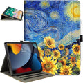 for iPad Air 13 inch Case (M4/M3/M2), iPad Pro 12.9 Case, iPad Pro 13-Inch Case (M5/M4) Shockproof Pencil Holder Adjustable Stand/Pocket/Magnetic Closure/Auto Wake Sleep Starry Night Sunflowers