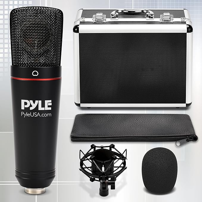 JOVIAL Large Diaphragm Cardioid Condenser XLR Microphone Kit - Big Capsule 34mm Pro Audio Mic - Audio Cardioid Condenser Studio Mic, Shock Mount, Travel Case, for Fat Vocals and Instrumentals
