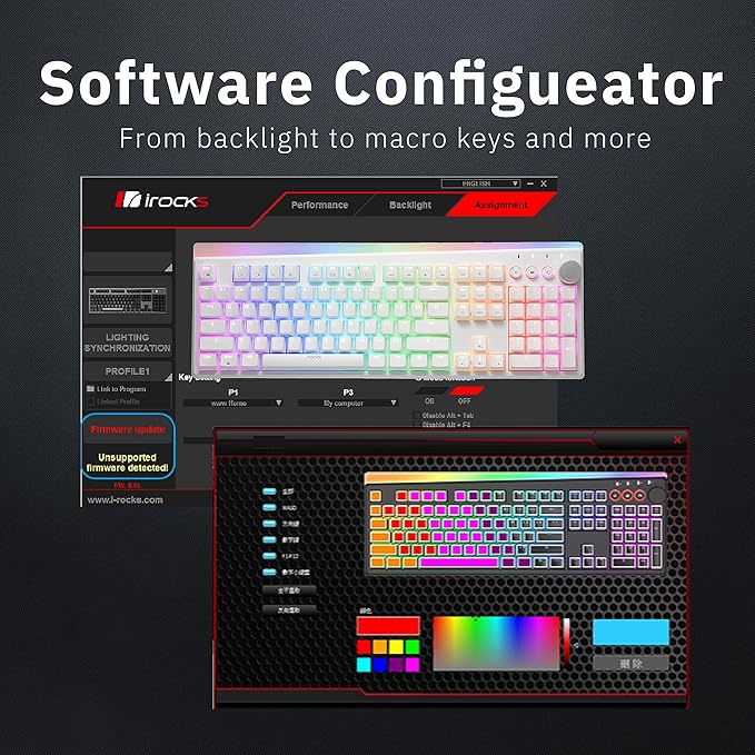 iRocks K71R Wireless RGB Mechanical Gaming Keyboard,Brown Switches,PBT 107 Keys NKRO,RGB Backlit, Pro Keyboard for Gaming and Work,Dual Interface Wireless & Wired, Windows Laptop PC Mac,White