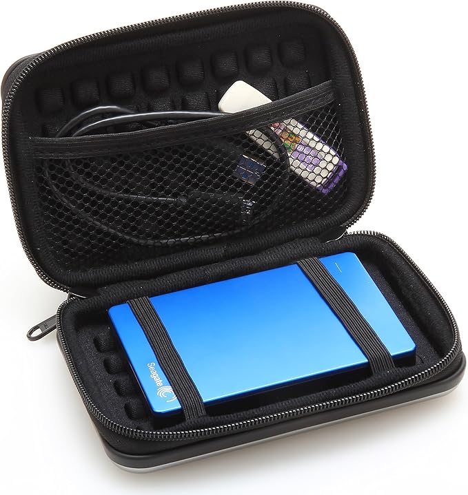 KAYOND Anti-Shock Silver Aluminium Carry Travel Protective Storage Case Bag for 2.5" Inch Portable External Hard Drive HDD USB 2.0/3.0 (Blue)