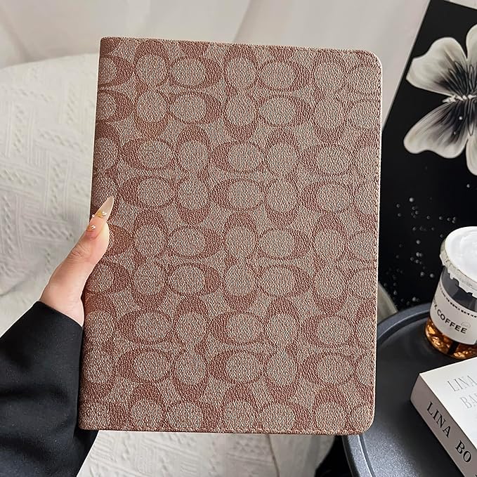 Brown Designer PU Leather Case for iPad 10.2 Inch 9th/8th/7th Gen (2021/2020/2019), iPad Pro 10.5 Inch 2017, Slim Protective Cover with Pencil Holder, Soft TPU Back & Auto Sleep/Wake