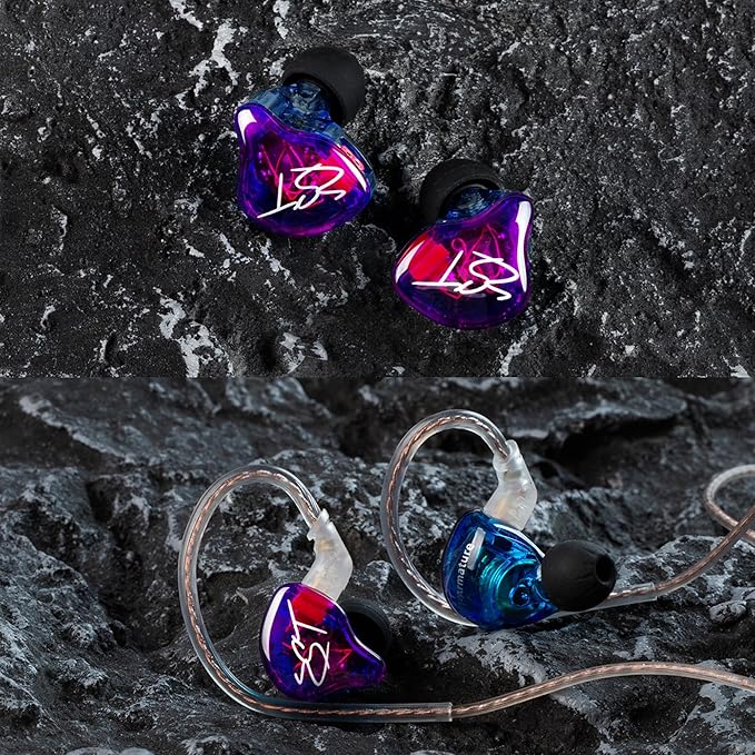 YINYOO KZ-ZST Hybrid Banlance Armature with Dynamic in-Ear Earphone 1BA+1DD HiFi Headset Wired Earbuds IEM Headphones Gaming Earbuds (Black-zst Without Microphone)