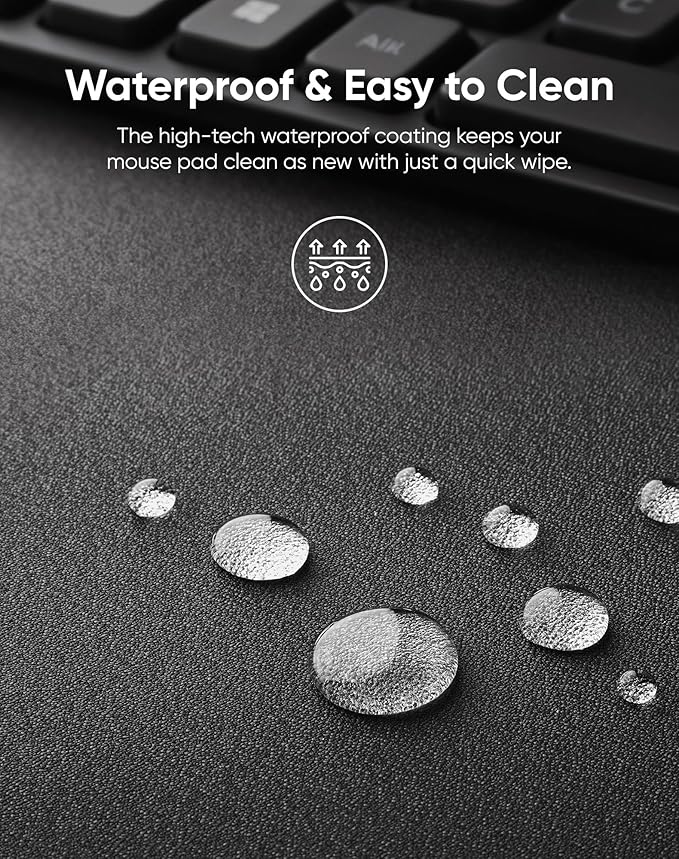 Reniteco Waterproof Large Gaming Mouse Pad with Durable Stitched Edges, Non-Slip Rubber Base, Grainy Jacquard Mouse Mat Desk Pad for Home Office Gaming, 35.4''x15.7''x0.12'', Matte Black