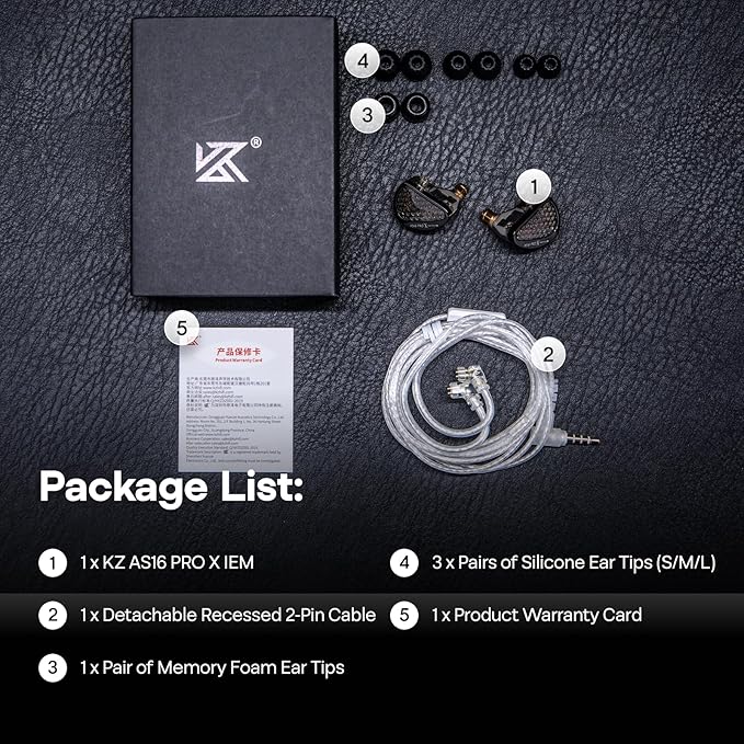 KZ AS16 PRO X in Ear Monitor, 16BA HiFi Wired Earbuds, Professional IEM Earphones with Precision Electronic Crossover, Sparkling Diamond-Like Design for Musician Audiophiles (No Mic)