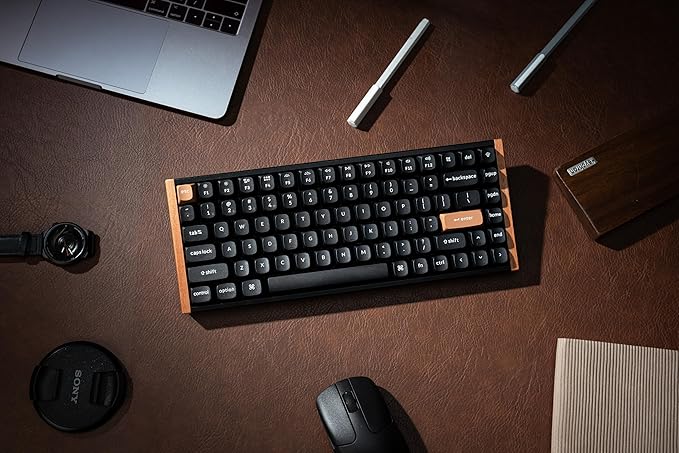 Keychron K2 HE QMK Wireless Gaming Custom Mechanical Keyboard, 2.4 GHz/Bluetooth/Wired 75% Layout Hot-Swappable Programmable RGB Backlit Gateron Magnetic Switches for Mac Windows, Wood Frame-Black