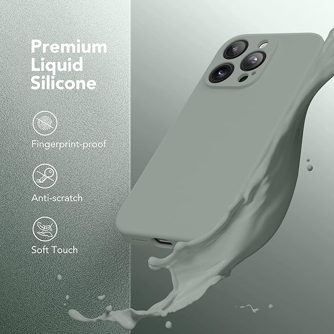 Magnetic for iPhone 13 Pro Max Case, Compatible with MagSafe, [Full Camera Protection][Screen Protector] Silicone Shockproof Protective Phone Case for iPhone 13 Pro Max 6.7", Calke Green