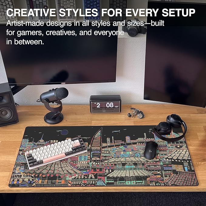 MPCO. Original Large Gaming Desk Mat – 36" x 17" Aeroglyde Masterpiece Ichiba-Night Full Desk Mouse Pad for Smooth Precision – Non-Slip, Washable Extra-Large PC Mouse Pad for Gaming Sessions