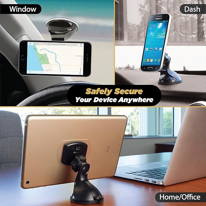 Scosche MAGWSM2 MagicMount Magnetic Suction Cup Mount for Car Windshield or Dashboard, 360° Adjustable Magnet Head, Universal Cell Phone Holder for Car, Compatible with iPhone, Samsung & All Devices