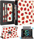 Kidcube for iPad Pro 13 Inch Case M4 2024 - Women Girls Kids Cute Rotating Stand Folio Cover with Pencil Holder & Card Slot Pretty Strawberry Design for iPad Pro 13 Inch Case 2024 (A2925 A2926 A3007)