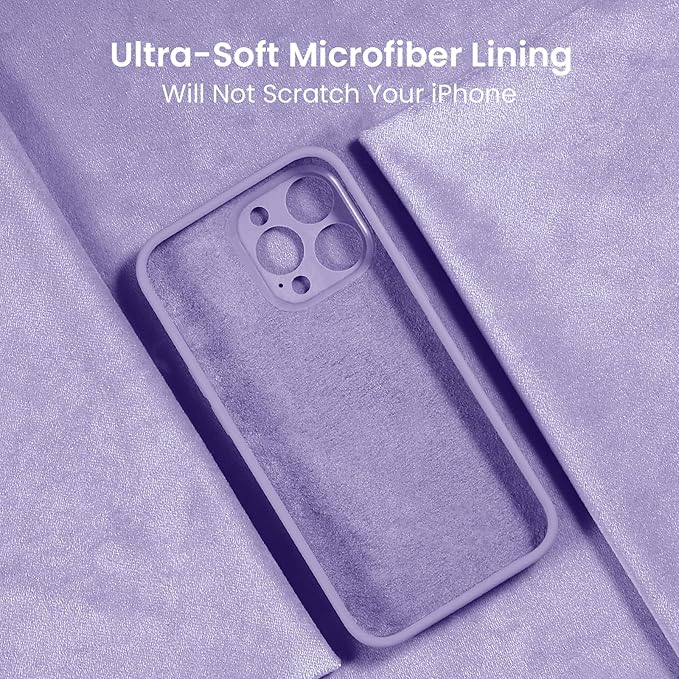 FireNova Designed for iPhone 15 Pro Case, Silicone Upgraded [Camera Protection] Phone Case, Soft Anti-Scratch Microfiber Lining Inside, 6.1 inch, Clove Purple