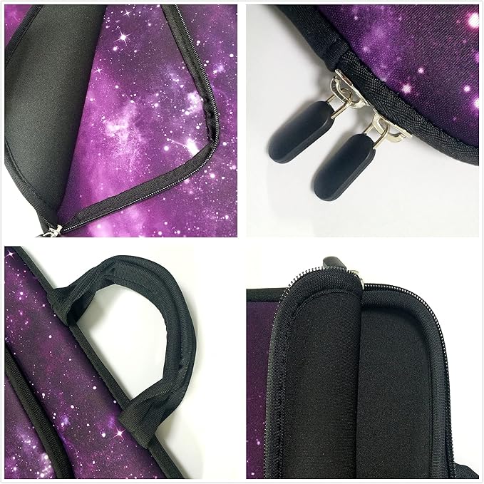14 15 15.4 15.6 inch Laptop Handle Bag Computer Protect Case Holder Notebook Sleeve Neoprene Cover Soft Carrying Case with Extra Pockets for Dell Lenovo Toshiba HP Chromebook ASUS Acer(Purple Galaxy)