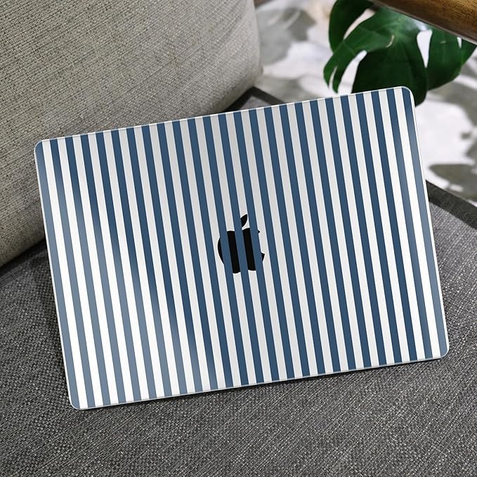 MEEgoodo Case for M5/M4/M3/M2 MacBook Air 15 inch Case 2026 2025 2024 2023, Laptop Shell Fit Model (A3448/A3241/A3114/A2941) for MacBook Air 15.3-inch, Navy Blue Stripes