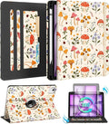 Kidcube for iPad Air 13 Inch Case (M3/M2)/for iPad Pro 12.9 Cases 6th/5th (2022/2021) - Women Girls Cute Rotating Stand Folio Cover with Pencil Holder & Card Slot Design Girly Mushroom Flowers Cover