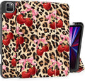 May Chen Case for iPad Pro 11 inch (4th, 3rd, 2nd & 1st Gen) 2022 2021 2020 2018, Trifold Stand + Pencil Holder + Auto Wake/Sleep + Soft TPU Protective Stand Back Cover, Cherry & Cheetah