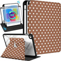 Uppuppy for iPad mini 4 Case for iPad mini 5th Generation Case - 360 Degree Rotating Stand Folio Smart Cover with Pencil Holder for Women Girls, Brown Polka for Apple Tablet Mini 7.9 inch 2019/2015
