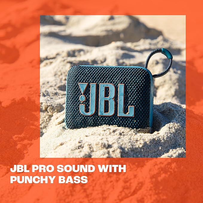 JBL Go 4 - Ultra-Portable, Waterproof and Dustproof Bluetooth Speaker, Big JBL Pro Sound with Punchy bass, 7-Hour Built-in Battery, Made in Part with Recycled Materials (Black & Orange)