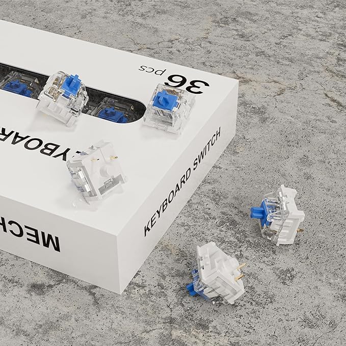 Zhouwang 108PCS Blue Clicky Mechanical Keyboard Switches,3-Pin Hot-Swappable Pre-Lubricated Switches with 3 Kailh Switches,Crisp Click Sound,for Gaming Keyboards & 3D Print Accessories