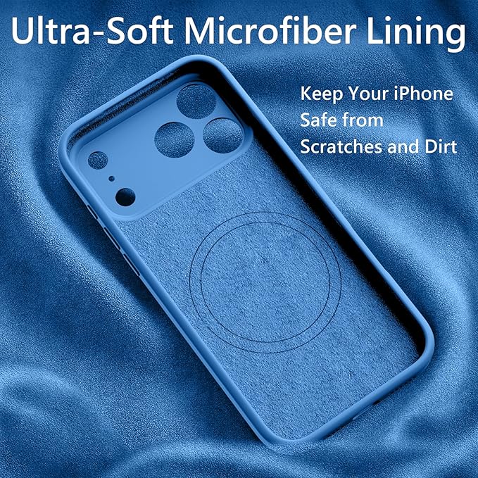FireNova Magnetic for iPhone 17 Pro Max Case, Compatible with MagSafe, [Integrated Silicone Camera Control Button] [Camera Protection] Anti-Scratch Microfiber Lining Phone Case, 6.9", Blue