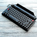 QWERKYTOYS QWERKYWRITER 2 Premium Aluminum Retro Typewriter Mechanical Keyboard with Hot-Swappable Switches, Fast Wireless Mode, Page Scroll Knob & Heavy-Duty Tablet Stand Mac/Win/Android/iOS