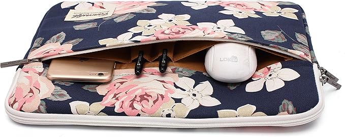 Canvaslife White Rose Patten Laptop Sleeve 14 inch 14.0 inch Laptop case Bag