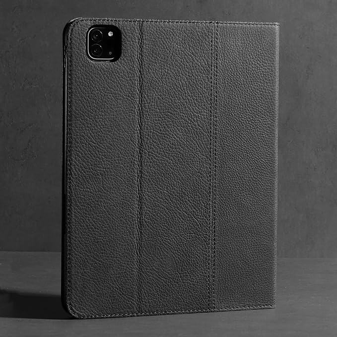 Gexmil Leather Case for iPad Pro 12.9 Inch Case,6th/5th/4th/3rd Generation 2022/2021/2020/2018 Genuine Leather Folio Cover with Pencil Holder,Shockproof, Auto Sleep/Wake,Sanded Black