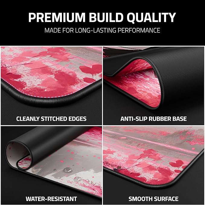 XXL Anime Gaming Mouse Pad 35.4 x 15.7 inch - Water-Resistant & Stitched Edges - Large XL Mousepad for Desk - Gamer Accessories Big Full Deskpad Mat Game Mousepads Deskmat