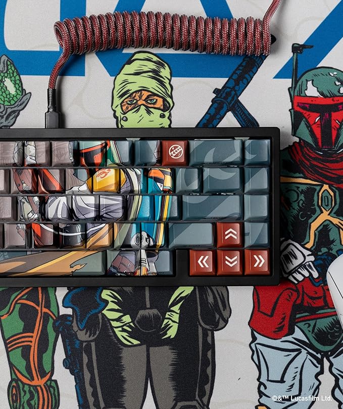 Team Liquid Star Wars Boba Fett PBT Dye Sub Keycaps for Mechanical Gaming Keyboards, Cherry MX Switches, Custom Side Print, ANSI ISO Support, US Layout - Officially Licensed