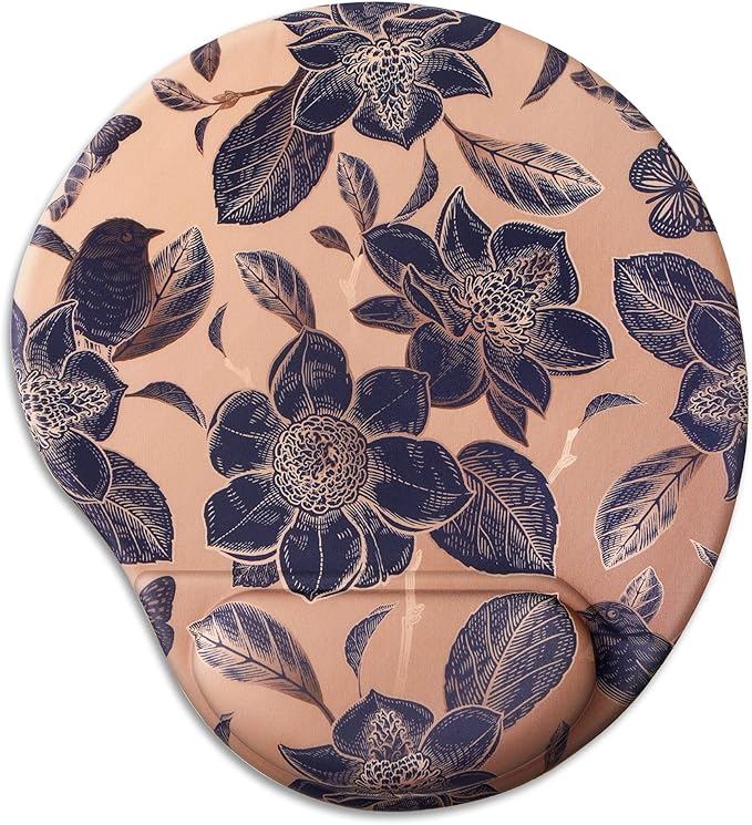 Ergonomic Mouse Pad with Wrist Support,Cute Mouse Pads with Wrist Rest,Comfortable Mouse Pad for Home Office Gaming Working Computers Laptop,Pain Relief with Non-Slip PU Base (Gold Stamping)