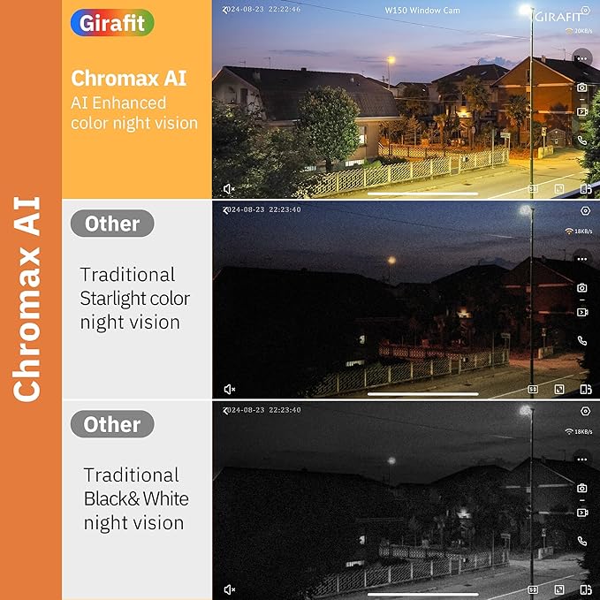 3MP 2K Window Camera,2.4GHz & 5GHz WiFi Indoor Cameras for Home Security with ChroMax Al Color Night Vision,Person & Motion Detection,24/7 Recording,Easy & Quick Install(3pcs)