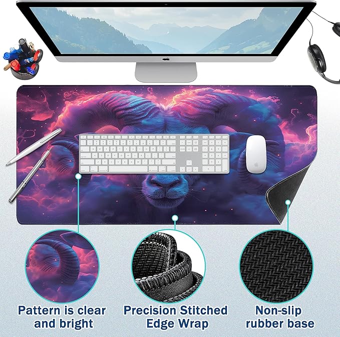 Gaming Mouse Pad - (31.5"×11.8") Taurus Large Mouse Pads for Desk - Desk Mat for Keyboard and Mouse with Non-Slip Base, Desks Pad Matfor Game/Office & Home