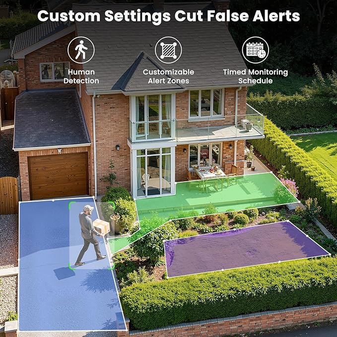 Security Camera Wireless Outdoor, 2.4G WiFi, Battery & Solar Powered, Magnetic, Free Human Detection, Free 7-Day Cloud/SD, Night Vision, Siren, 2-Way Talk, 2K, IP65