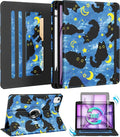 Kidcube for iPad Air 13 Inch Case (M3/M2)/for iPad Pro 12.9 Cases 6th/5th (2022/2021) - Women Girls Cute Rotating Stand Folio Cover with Pencil Holder & Card Slot Design Girly Cat Stars Blue Cover