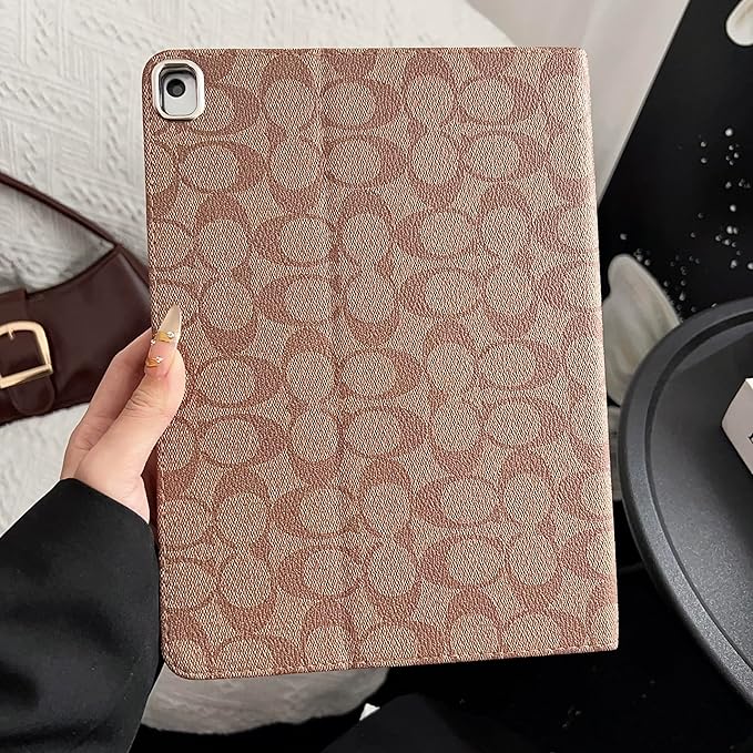 Brown Designer PU Leather Case for iPad 10.2 Inch 9th/8th/7th Gen (2021/2020/2019), iPad Pro 10.5 Inch 2017, Slim Protective Cover with Pencil Holder, Soft TPU Back & Auto Sleep/Wake