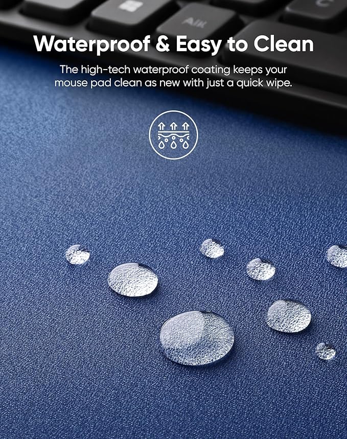 Reniteco Waterproof Large Gaming Mouse Pad with Durable Stitched Edges, Non-Slip Rubber Base, Grainy Jacquard Mouse Mat Desk Pad for Home Office Gaming, 35.4''x15.7''x0.12'', Matte Gray